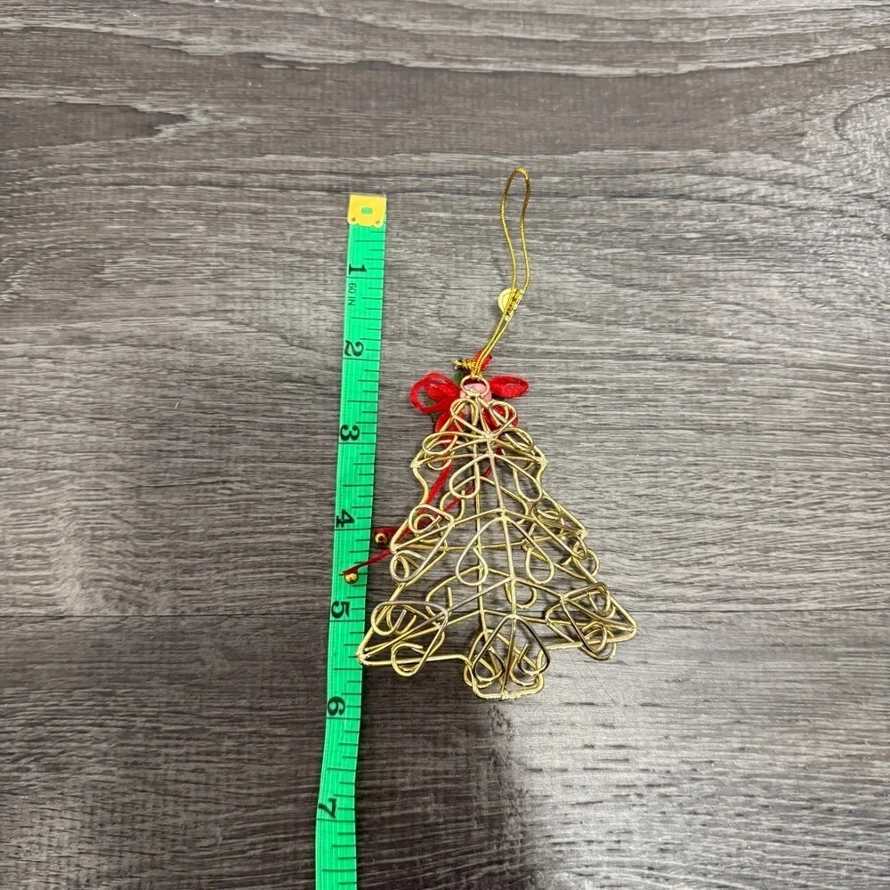 Bundle of 2 Gold Wire Christmas Ornaments